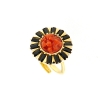 Anello in argento con corallo e zirconi neri