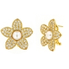 Orecchini fiore in argento con perle e zirconi