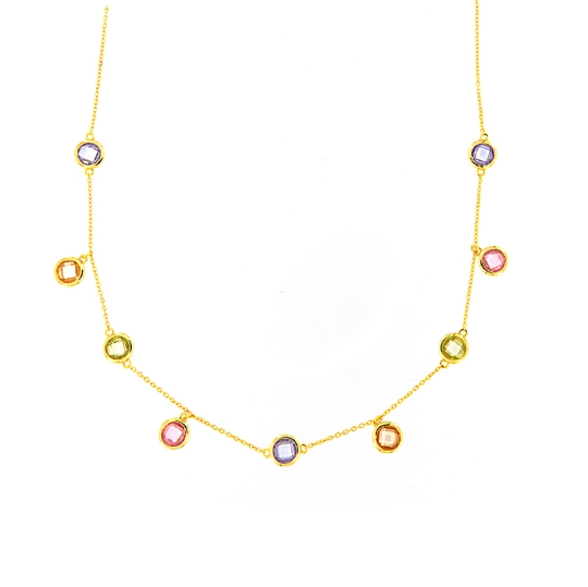 Girocollo in argento dorato con zirconi colorati