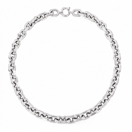 Collana in argento  maglia forzatina battuta media
