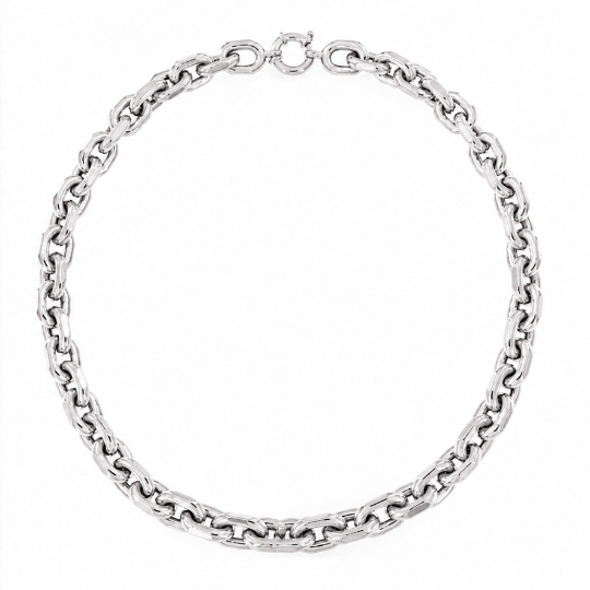Collana in argento  maglia forzatina battuta media