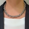 Collana in argento maglia forzatina battuta media
