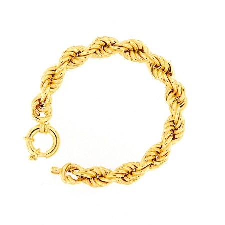 Bracciale maglia a corda in argento dorato 