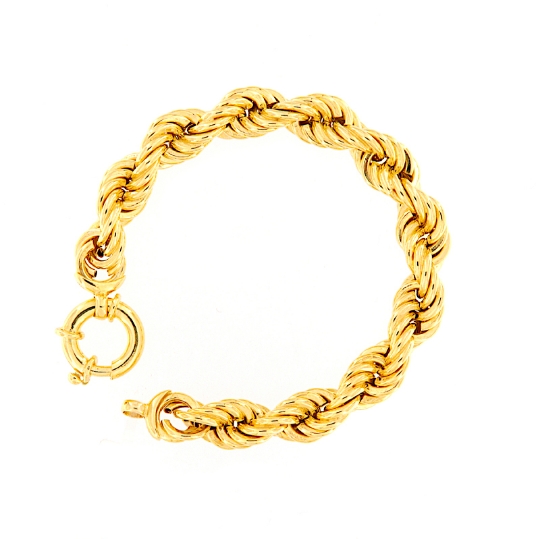 Bracciale maglia a corda in argento dorato 