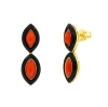 Orecchini pendenti in argento a doppia navette con corallo ed onice