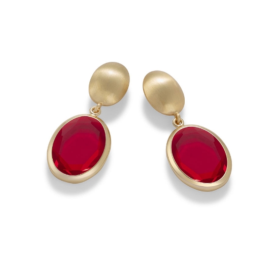 Orecchini in argento dorato e paste vitree rosse