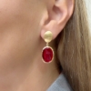 Orecchini in argento dorato e paste vitree rosse