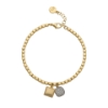 Bracciale con cubetti in argento e charms squadrati satinato e con zirconi