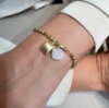Bracciale con cubetti in argento e charms squadrati satinato e con zirconi