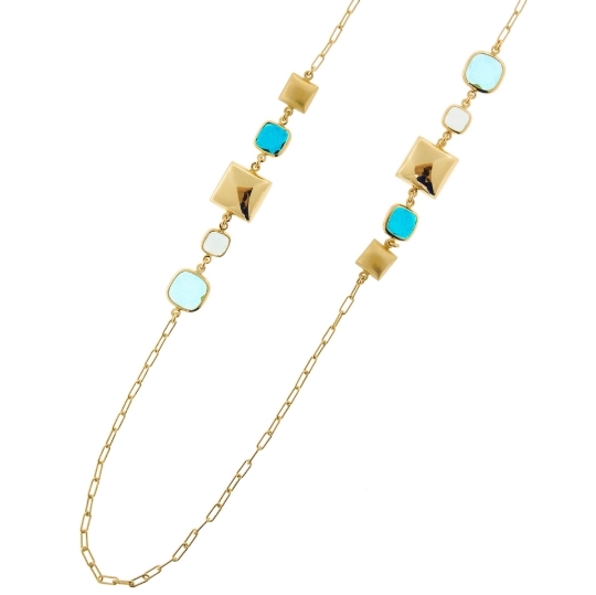 Collana in argento e paste vitree blu