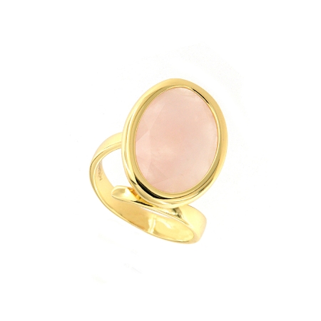 Anello in argento con quarzo rosa ovale