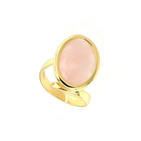 Anello in argento con quarzo rosa ovale