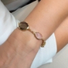 Bracciale in argento con pietre grigie e quarzo rosa