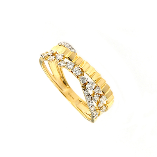 Anello a fascia incrociata in oro e diamanti